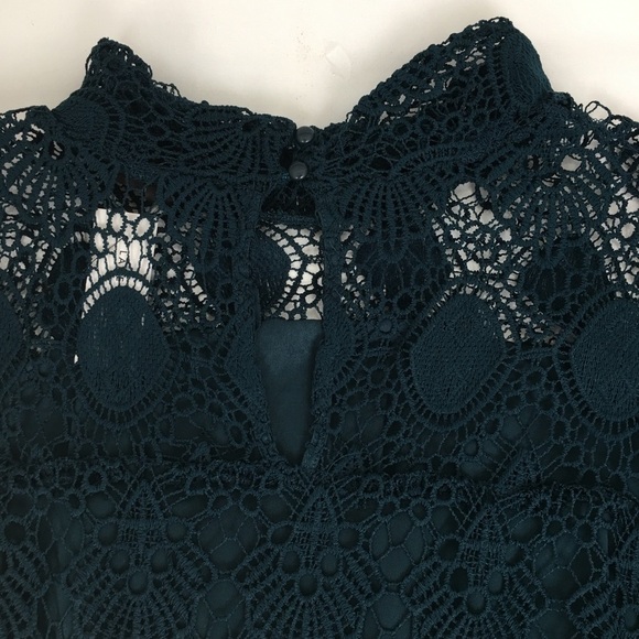 Lane Bryant Crochet Lace Peplum Tunic Top Women’s Mock Neck Blouse Dark Teal - Picture 14 of 16